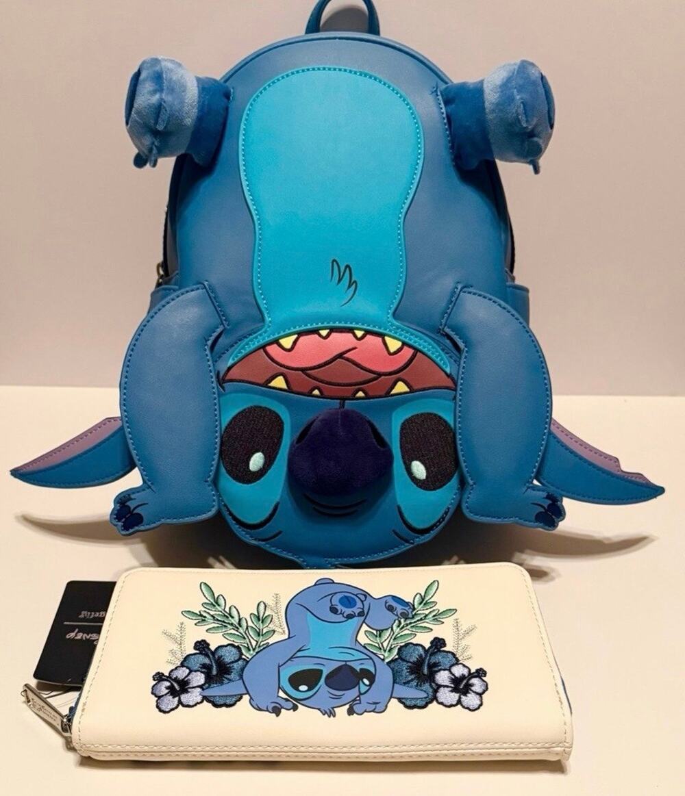 Loungefly Disney Lilo Stitch Upside Down Figural Backpack & Wallet Set